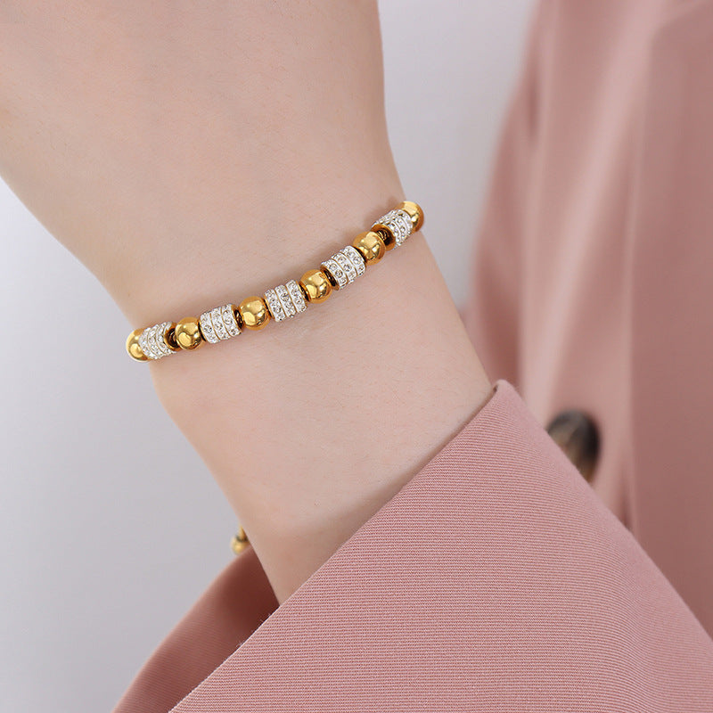 Elegant Korean-inspired Zircon Beaded Bracelet in Light Luxury Style