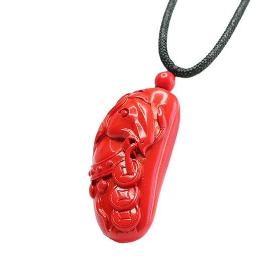 Cinnabar Stone Wealth Horse Pendant