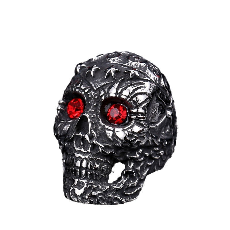 Bold Titan Skull Ring for Men - Wholesale Punk Jewelry with Zircon Inlay