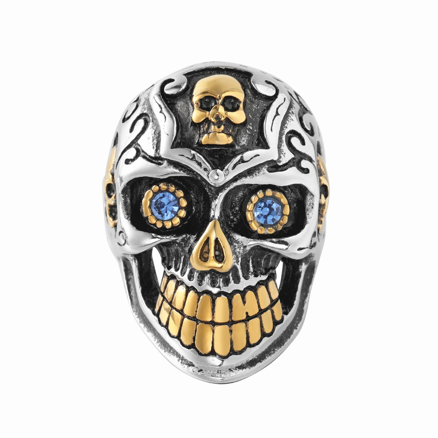 Personalized Retro Skull Titanium Steel Ring for Men - European and American Style Wholesale Jewelry