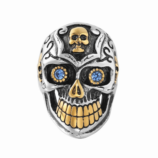 Personalized Retro Skull Titanium Steel Ring for Men - European and American Style Wholesale Jewelry