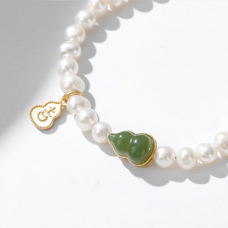 Fortune's Favor Sterling Silver Bracelet with Jade and Freshwater Pearl