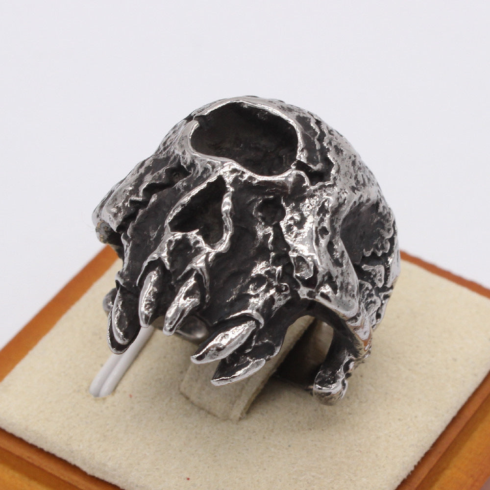 Halloween Beast Teeth Skull Titanium Steel Ring for Men