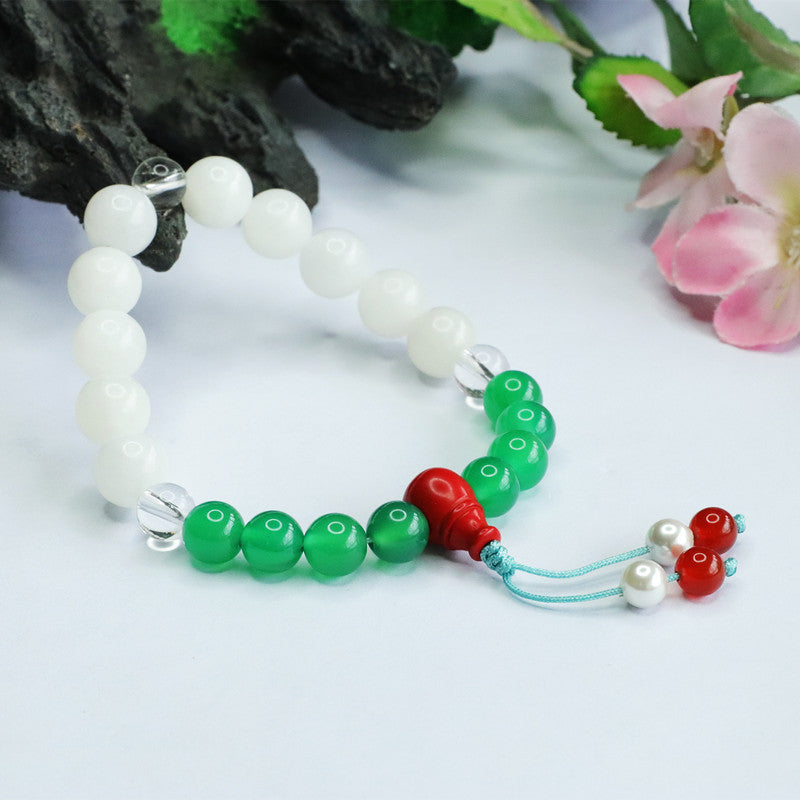 Elegant Chinese Wind Sterling Silver Jade Bracelet