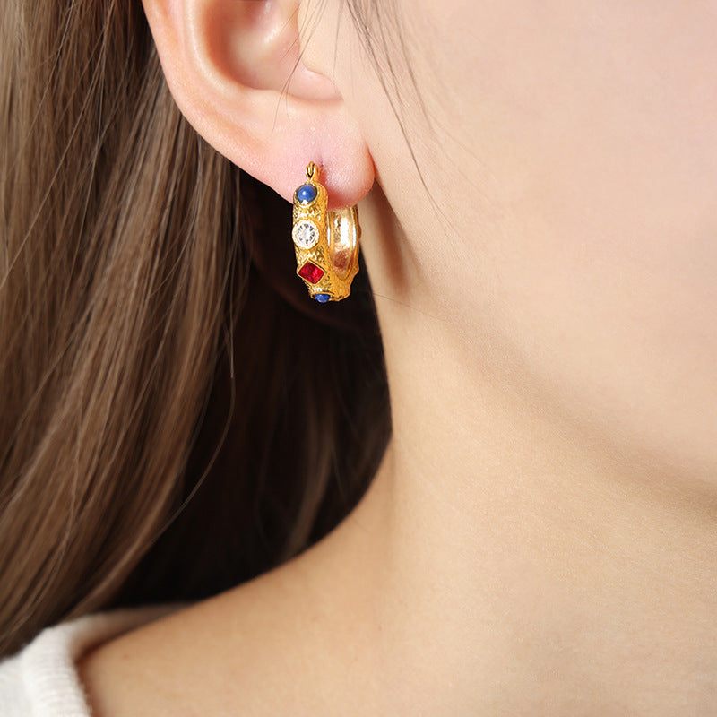 Luxurious French-inspired Geometric Gold-Plated Earrings for Elegant Women