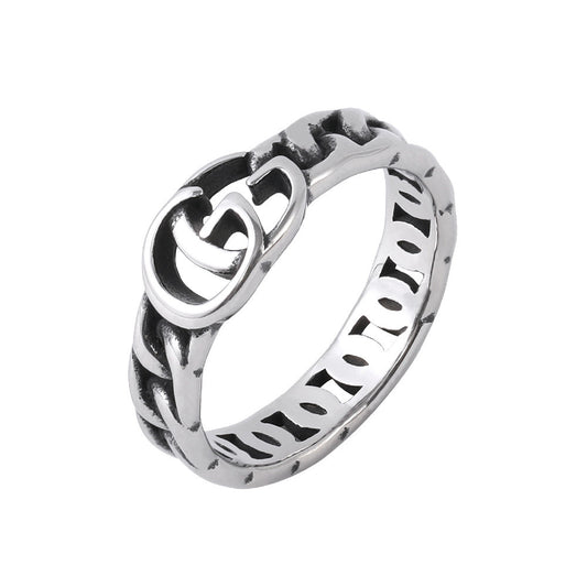 Wholesale European and American English Letters Hollow Titanium Ring