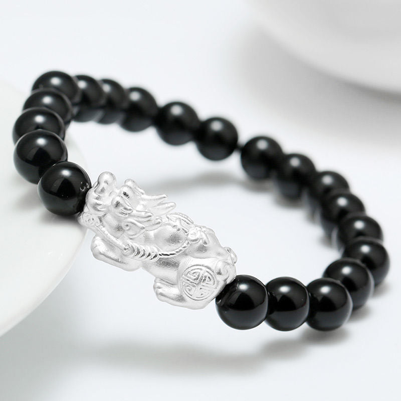 Silver Agate Pixiu Couple Bracelet