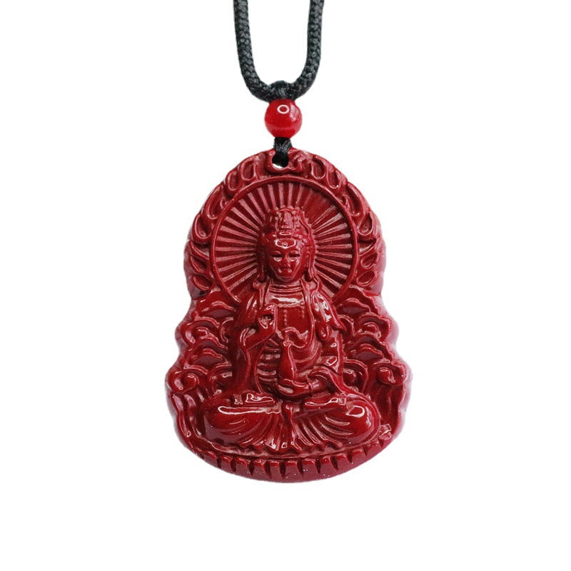 Vermilion Sand Guanyin Pendant: Exquisite Purple Gold Sand Jewelry