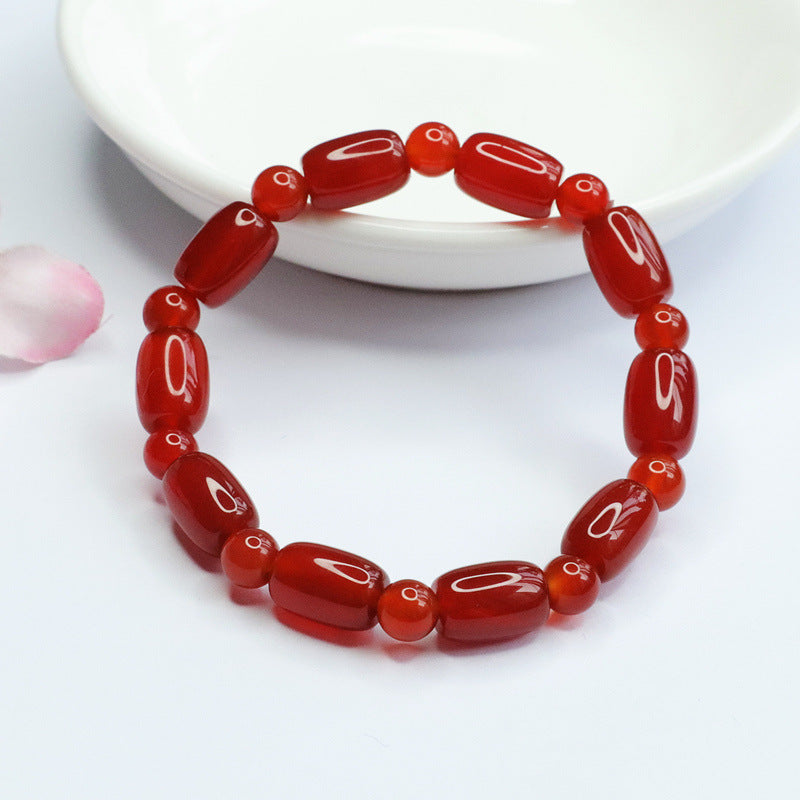 Red Agate Sterling Silver Bracelet