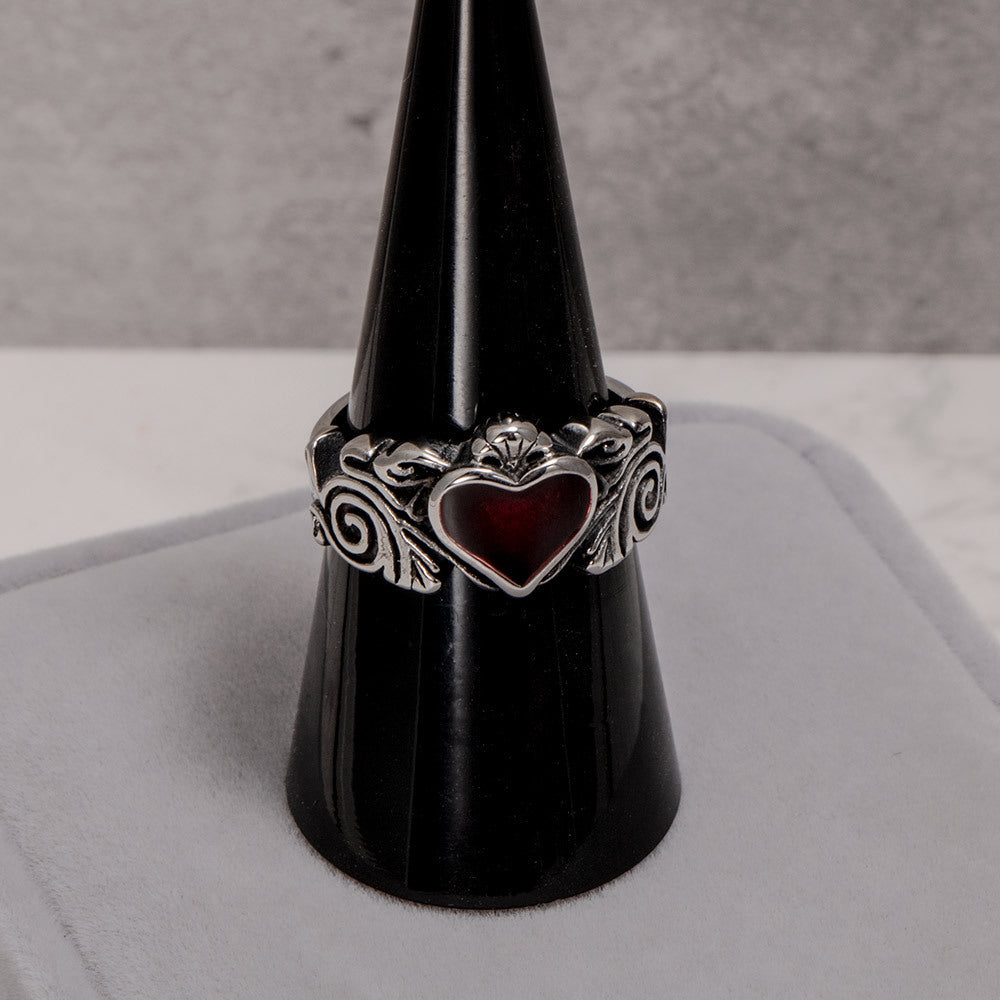 Trendy Titanium Steel Love Element Ring with Drop Glue Accents