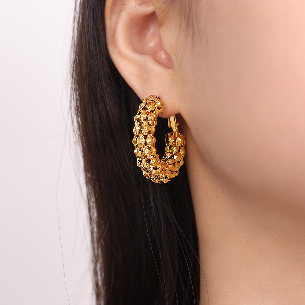 Fashionable Geometric Gold-Plated Earrings with Personality Design