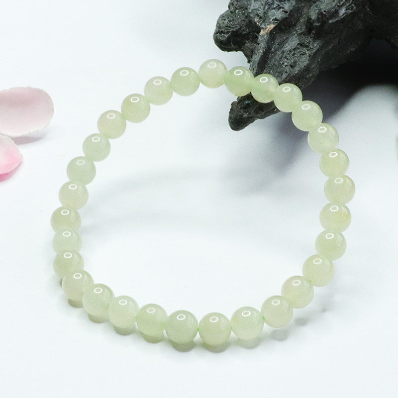 Light Green Jade Bracelet with Sterling Silver Clasp