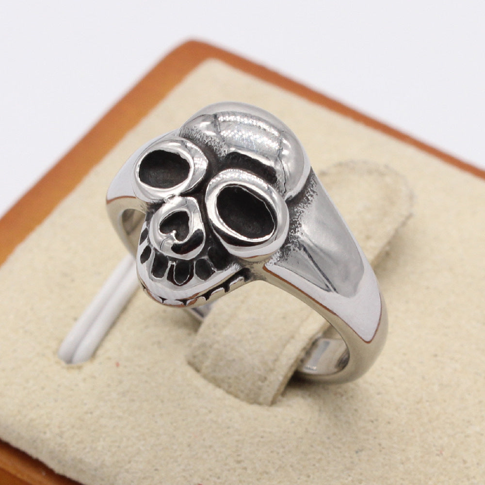 Halloween Hip-hop Skull Titanium Steel Ring for Men