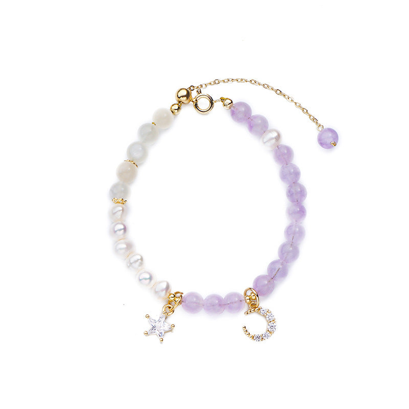 Moonstone and Pearl Sterling Silver Bracelet