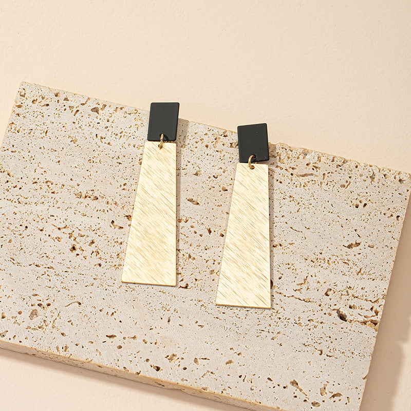 Geometric Metal Texture Earrings with European Flair