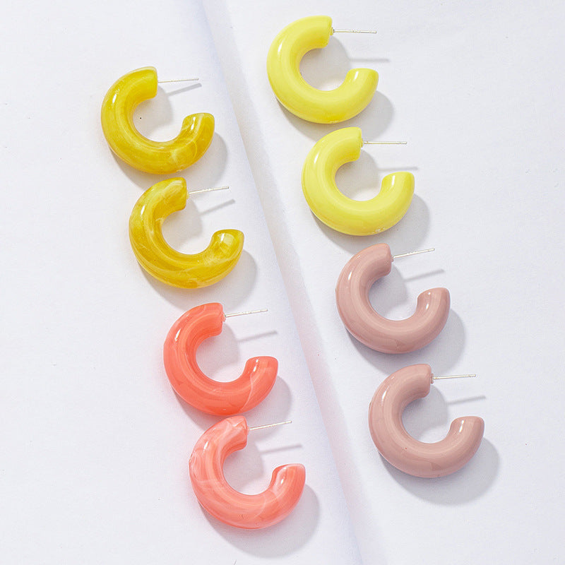 Vienna Verve Resin Acrylic Exaggerated Earrings Set - Wholesale 4 Pairs