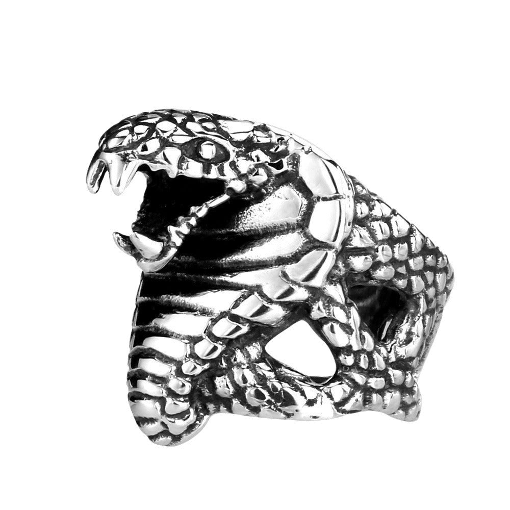 Titanium Steel Cobra Ring for Men - Gothic Punk Jewelry in Sizes 7-13