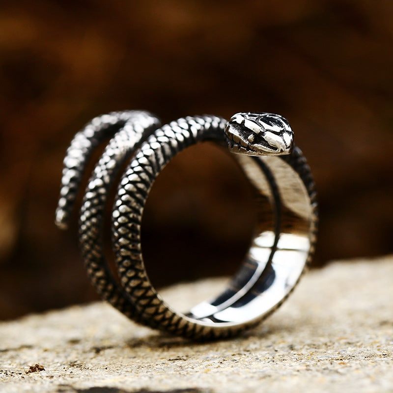 Titanium Steel Serpentine Ring for Men - Wholesale Cross-Border Jewelry from Planderful