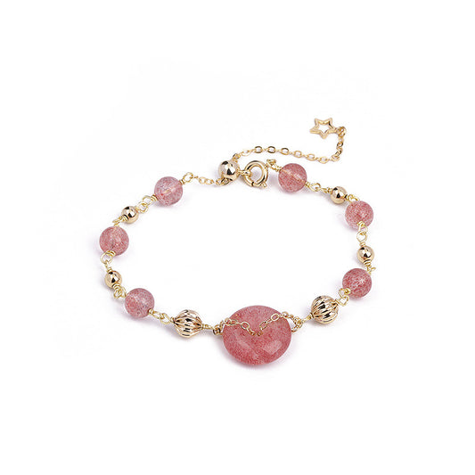 Strawberry Crystal Bracelet with Sterling Silver Safe Buckle