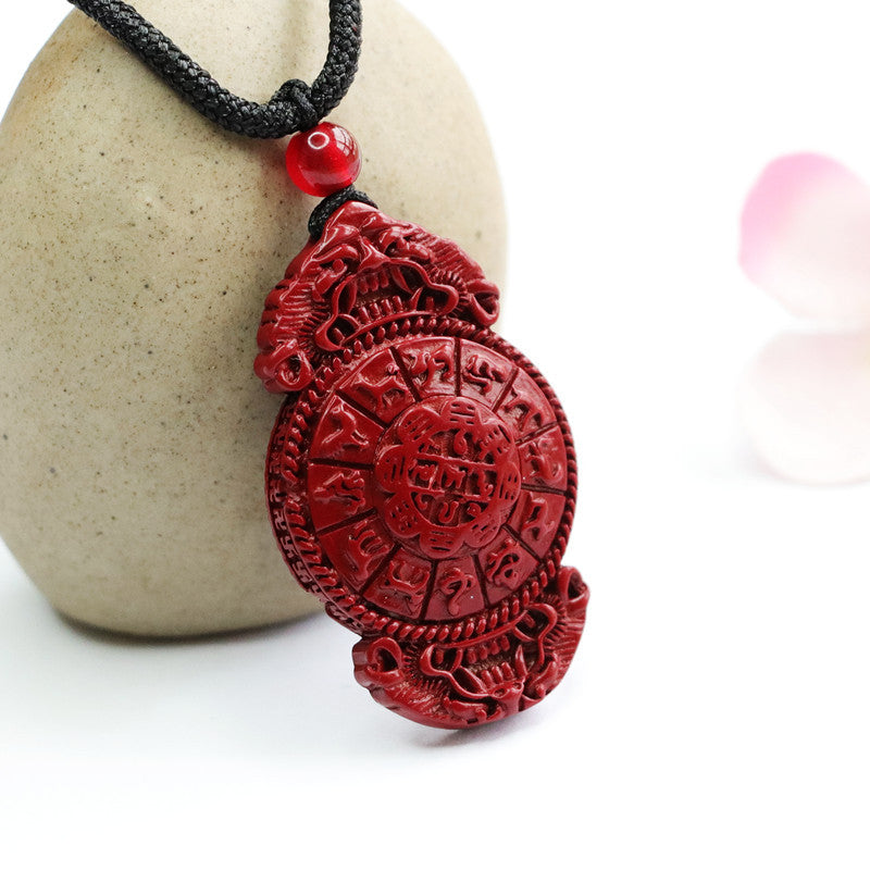 Cinnabar Pendant Double Pixiu Bagua Jewelry