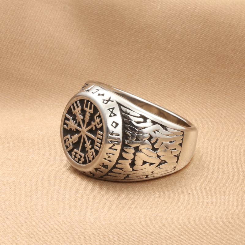 Titanium Steel Viking Compass Ring for Men - Retro Trendy Jewelry Accessory