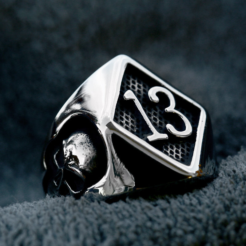 Nordic Retro Titanium Steel Hip-Hop Skull Ring for Men - Cross-Border Wholesale 13 Sizes Available