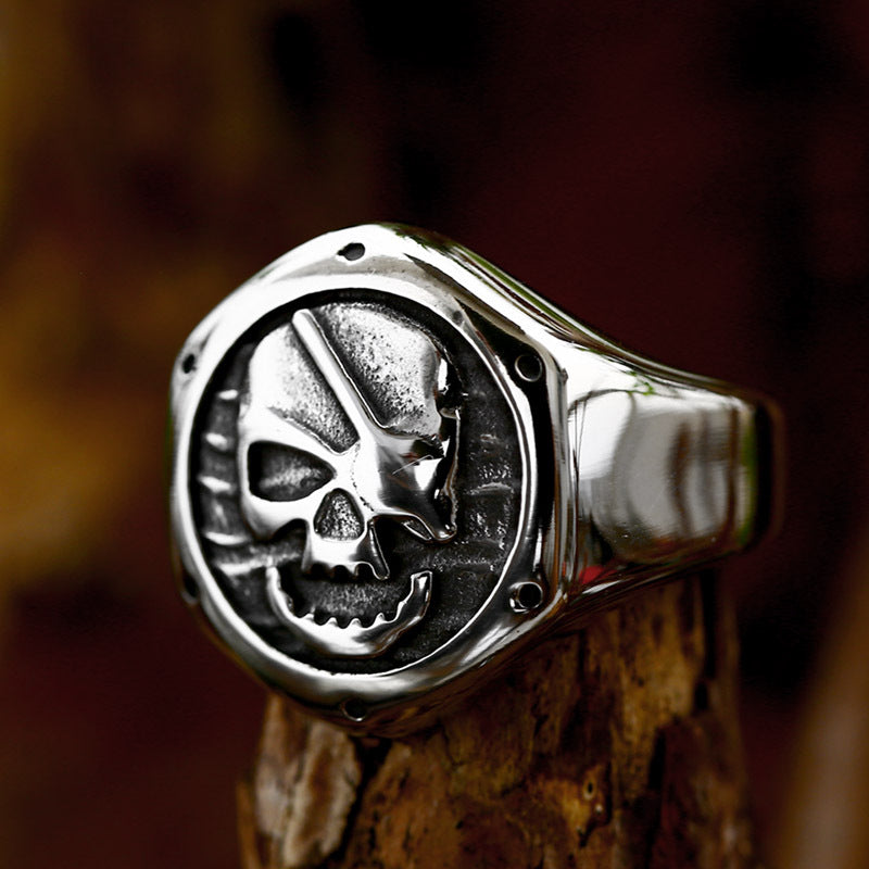 Wholesale Retro Skull Ring for Men - Punk Style Titanium Steel Jewelry