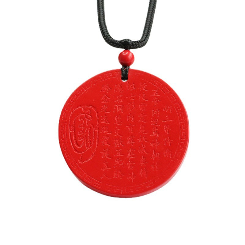 Red Sand Cinnabar Stone Pendant with Sterling Silver Chain