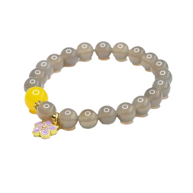 Purple Chalcedony Flower Bracelet