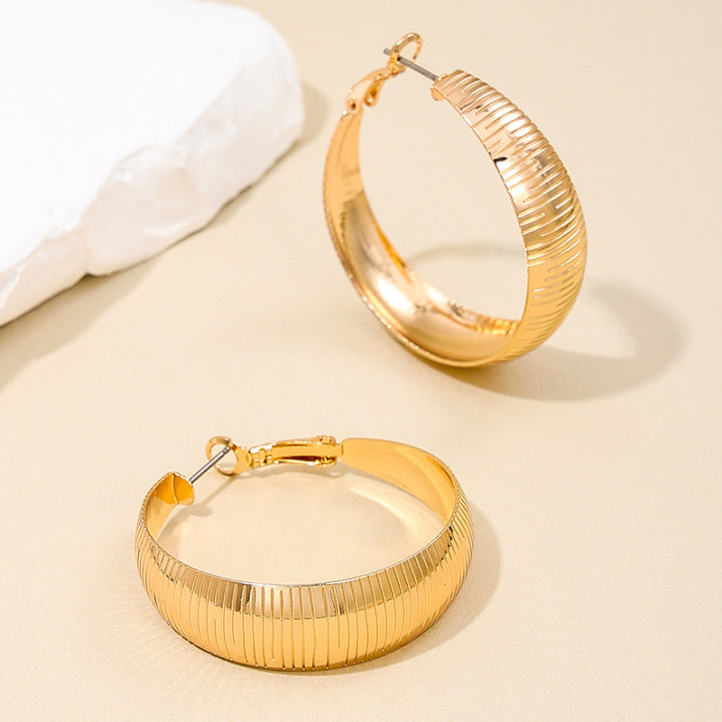 Exaggerated Retro Striped Earrings - Vienna Verve Collection