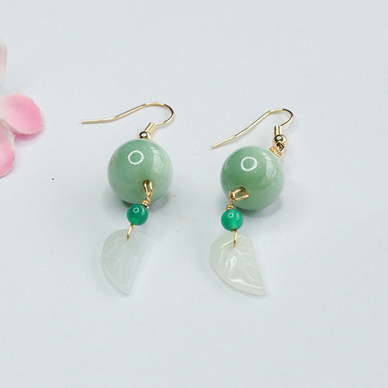 Jade Leaf Earrings crafted with Sterling Silver Hook