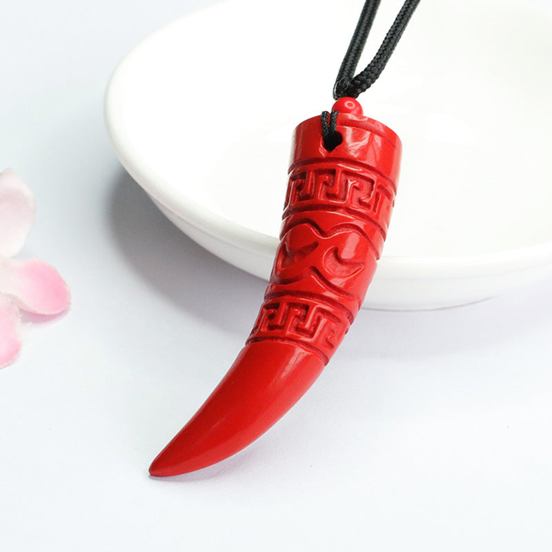 Bold Retro Cinnabar Pendant with Red Sand Spike