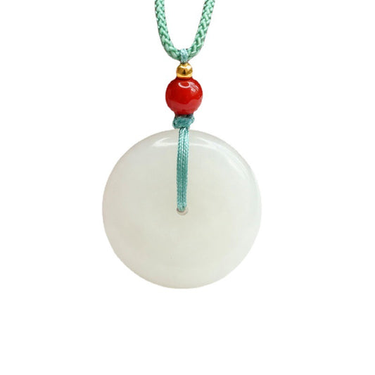 Elegant Hotan White Jade Pendant with Sterling Silver Safe Buckle - Fortune's Favor Collection