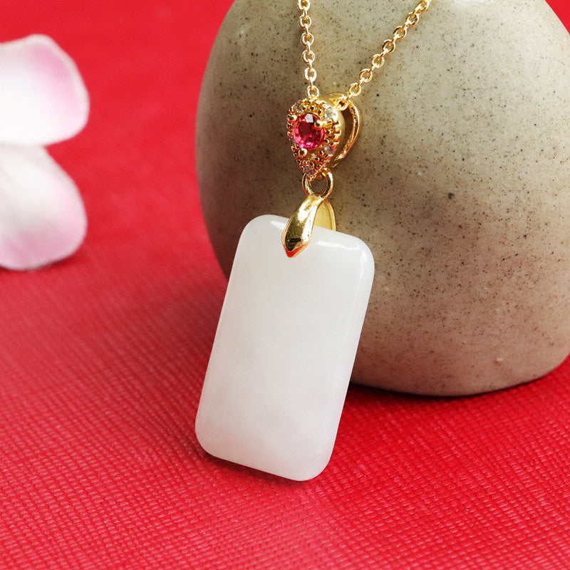 Heavenly White Jade Zircon Necklace