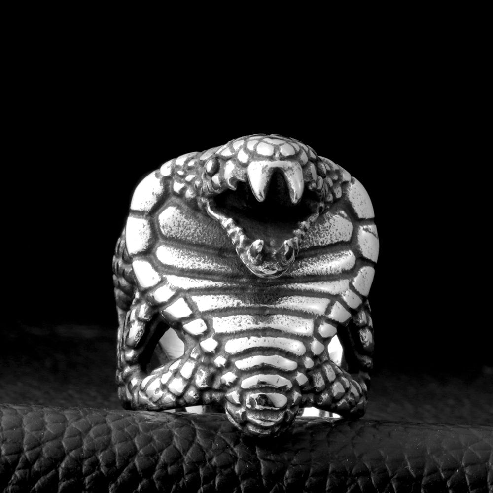 Titanium Steel Cobra Ring for Men - Gothic Punk Jewelry in Sizes 7-13