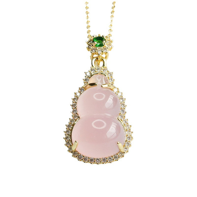 Chalcedony Gemstone Gourd Pendant Sterling Silver Necklace