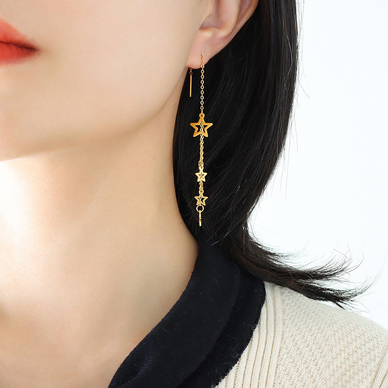 Golden Gypsy Star and Fringe Earrings - Japanese & Korean Style