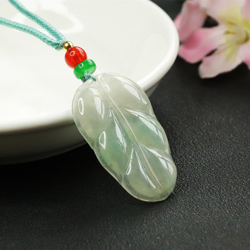 Myanmar Jade Sterling Silver Leaf Pendant - Fortune's Favor Jade Jewelry