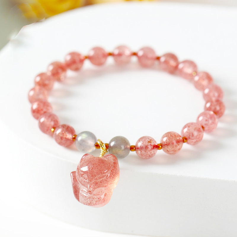 Fortune's Favor Sterling Silver Strawberry Crystal Bracelet