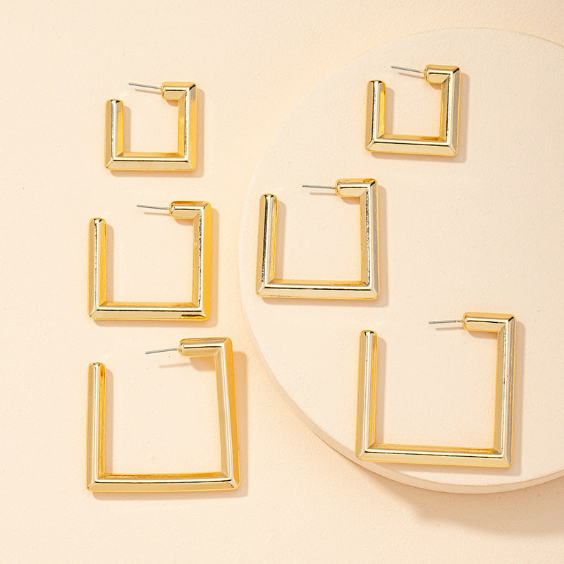 Retro Exaggerated Geometric Earrings Set with European Flair