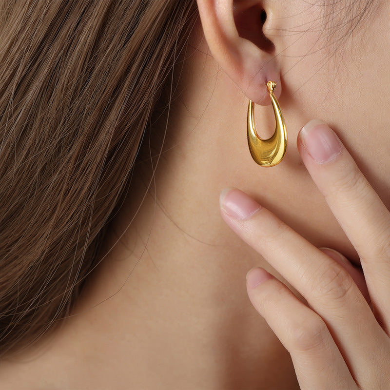 Exquisite Geometric Gold-Plated Earrings with Metal Needles by Planderful Collection