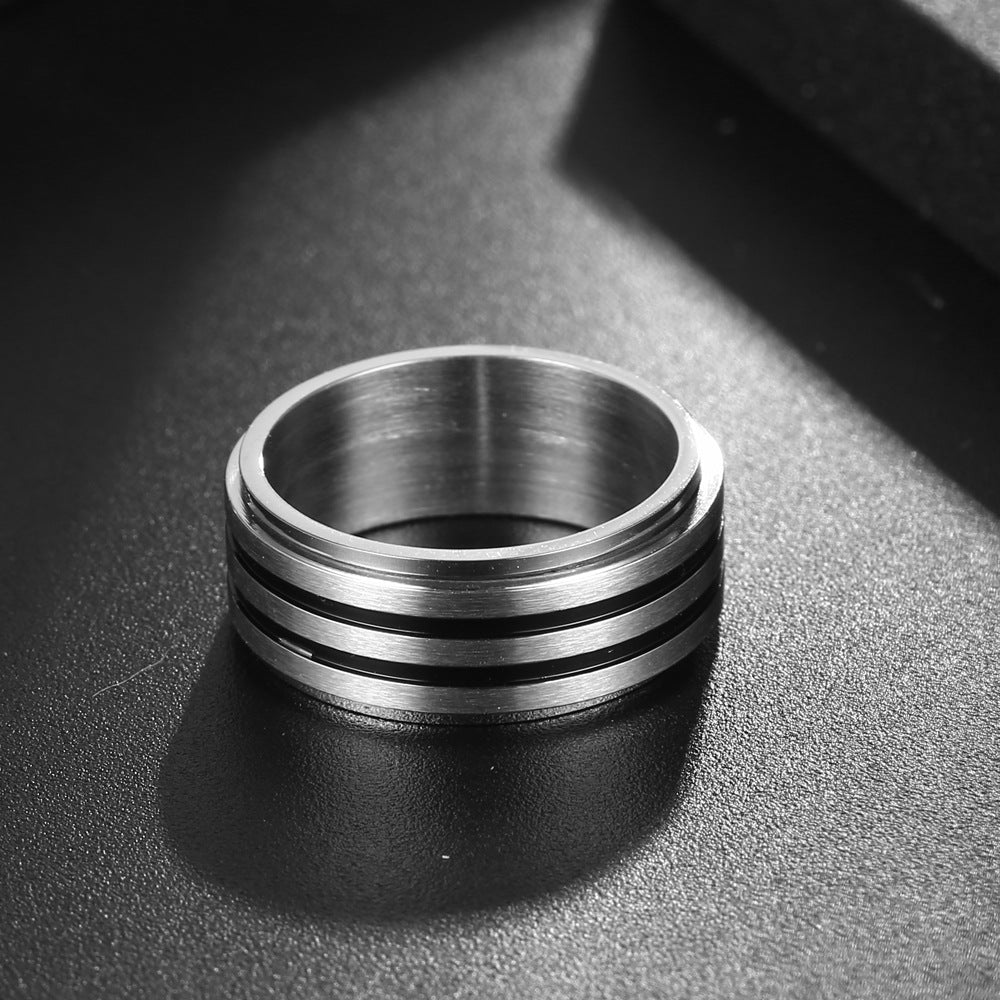 Contemporary Titanium Steel Rotating Ring for Men - Personalized Punk Fashion Jewelry