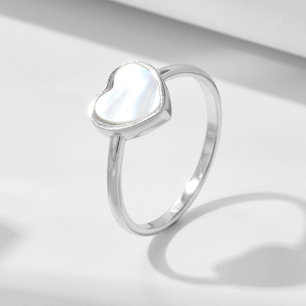 Heart Shape Mother of Pearl Silver Ring