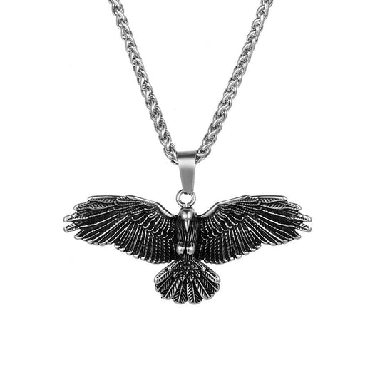 Dominant Falcon Pendant Necklace for Men - Stylish Stainless Steel Wing Spread Design