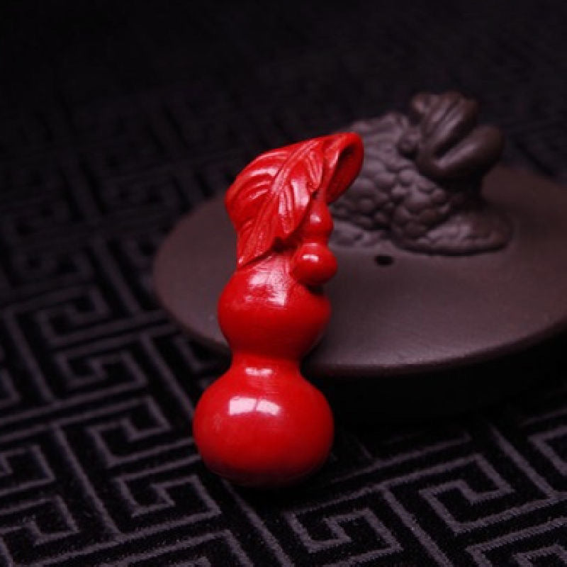 Red Sand Gourd Pendant with Cinnabar Stone