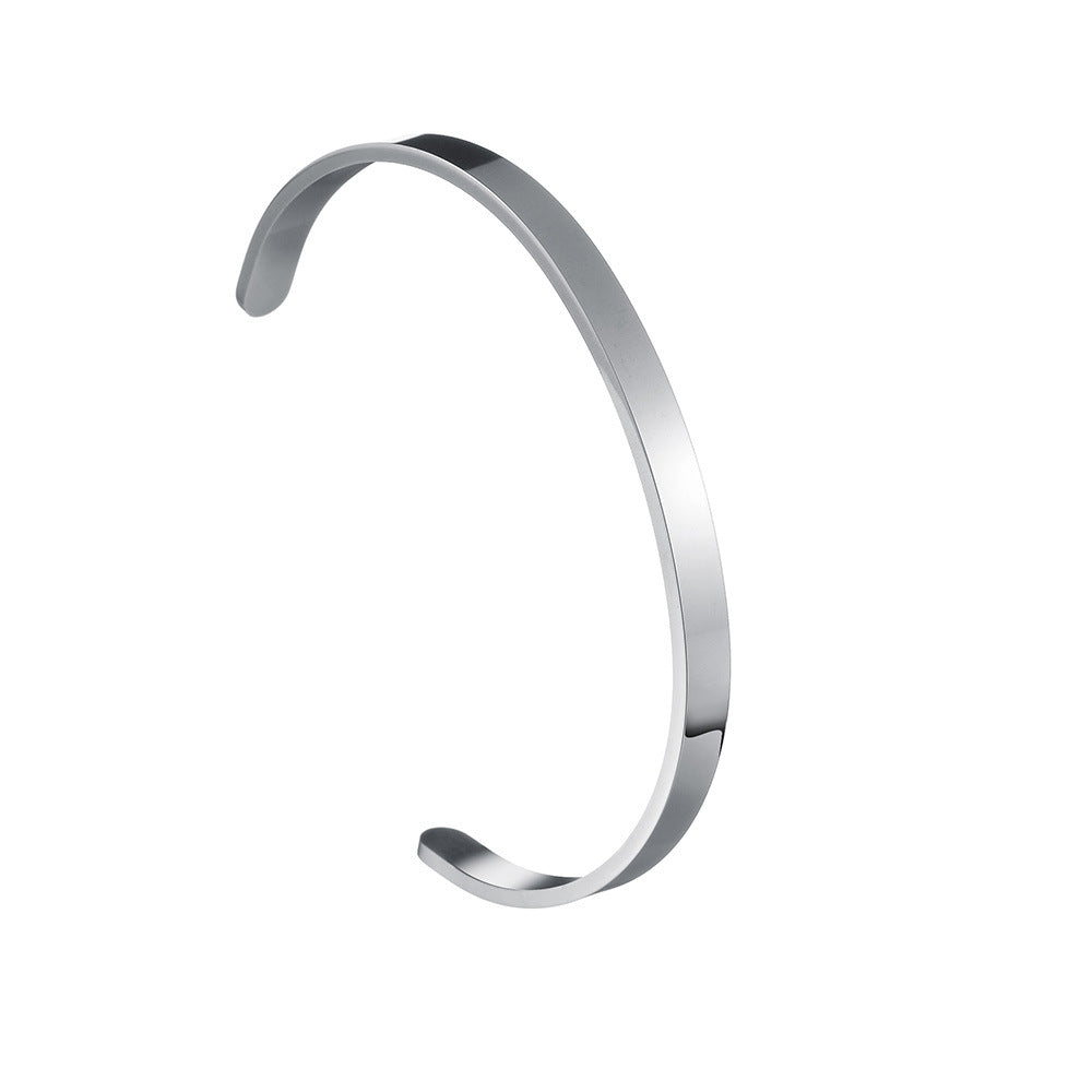 European American Titanium Steel Cuff Bracelet - Non-Fading Vacuum Plated Open Bangle