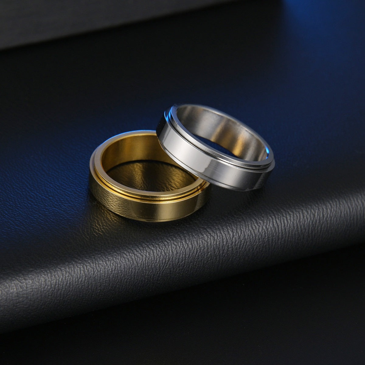 Titanium Plated Gold Men's Rotating Ring - US Size 6-13 Jewelry for Men