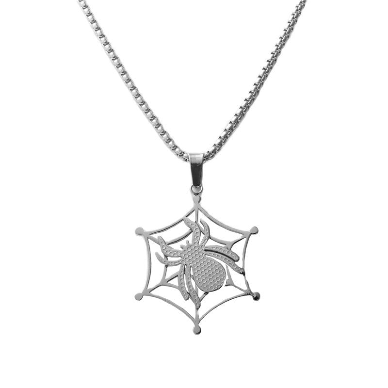 Trendy Men's Titanium Steel Spider Pendant Necklace - Personalized Retro Animal Design