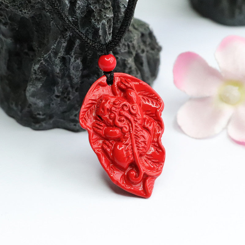 Cinnabar Pendant Red Sand Pixiu Leaf Pendant Jewelry