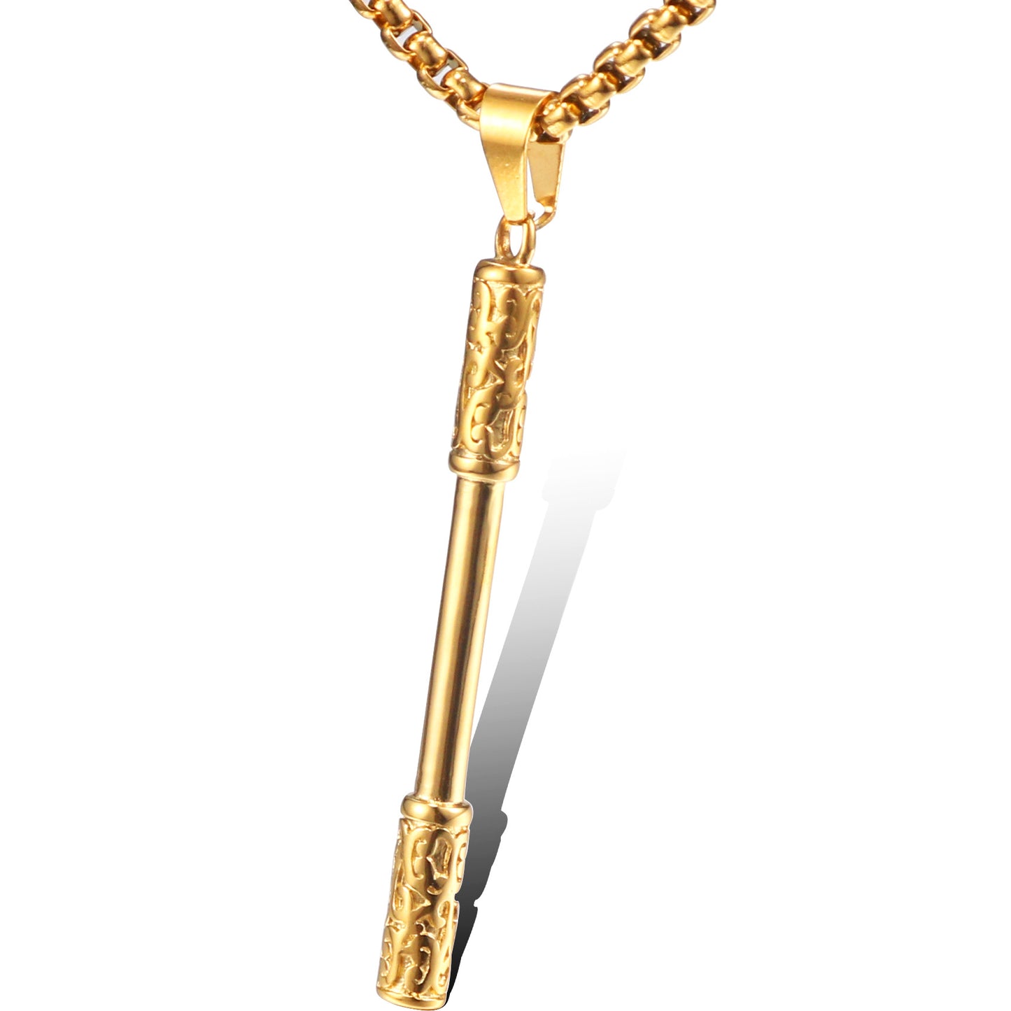 Wukong-Inspired Men's Titanium Steel Pendant with Golden Cudgel Design